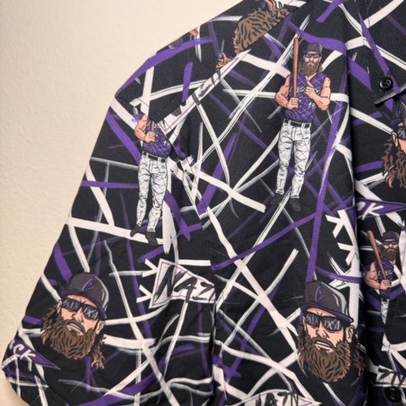 RSVLTS x MLBPA Charlie Blackmon "Chuck Nazty" Colorado Rockies Button-Up Shirt - Picture 4 of 6